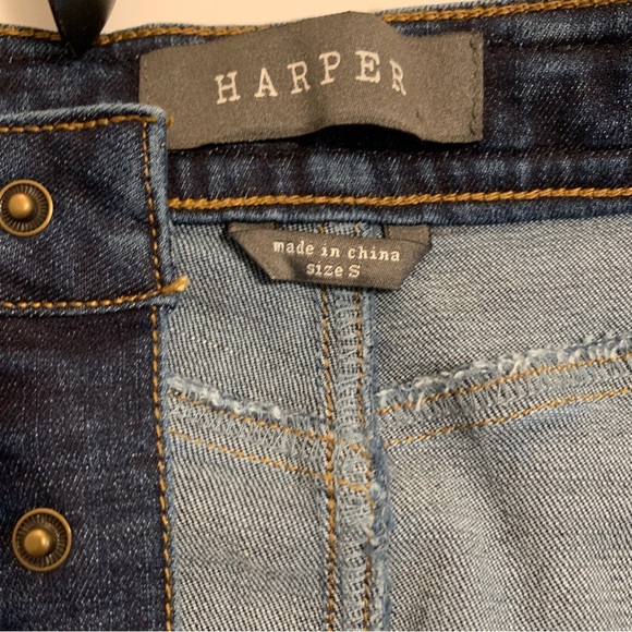 Harper Jean Denim Mini Skirt Front Brass Buttons Size Small - Picture 5 of 6